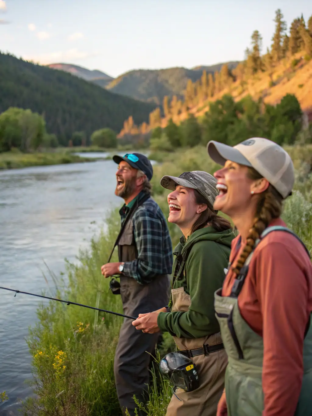 A picture of a diverse group of people enjoying a fishing outing, emphasizing the organization's commitment to inclusivity and accessibility.